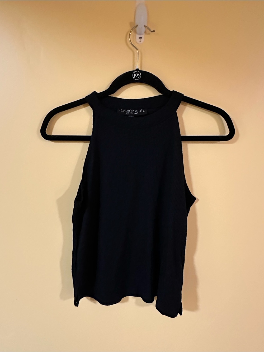 Topshop Black Ribbed Halter Tank Top